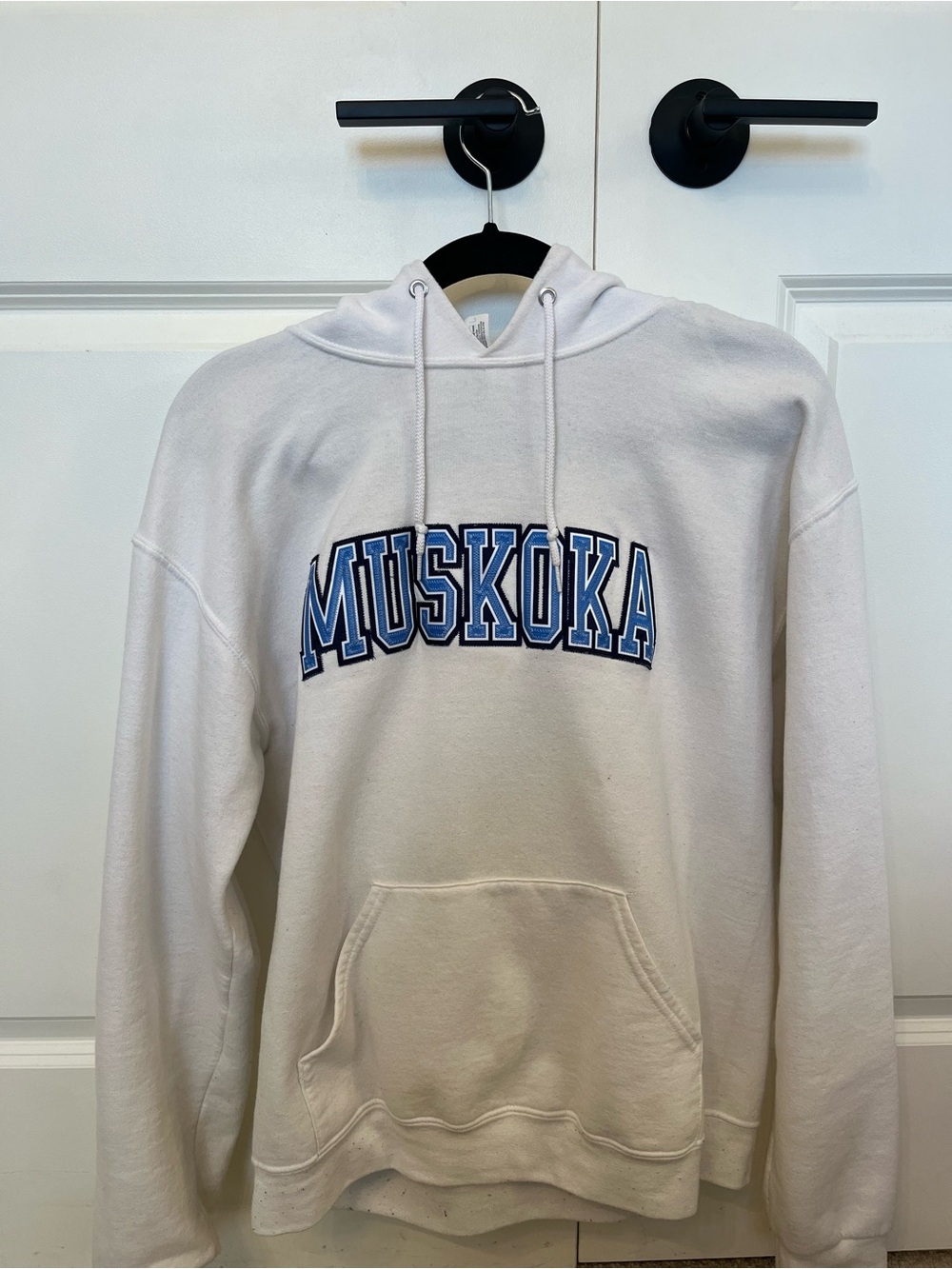 Women's White Pullover Hoodie with Muskoka Logo - Picture 2 of 3